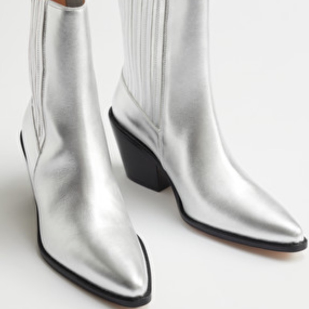 Leather western silver booties